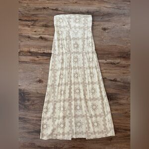 Paper Heart Beige Sun Pattern Maxi Dress